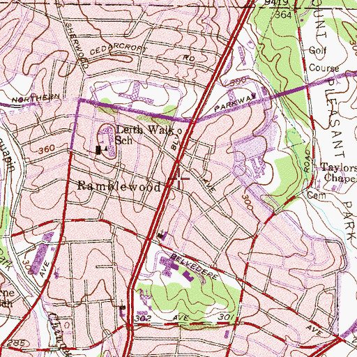 Topographic Map of Ramblewood, MD