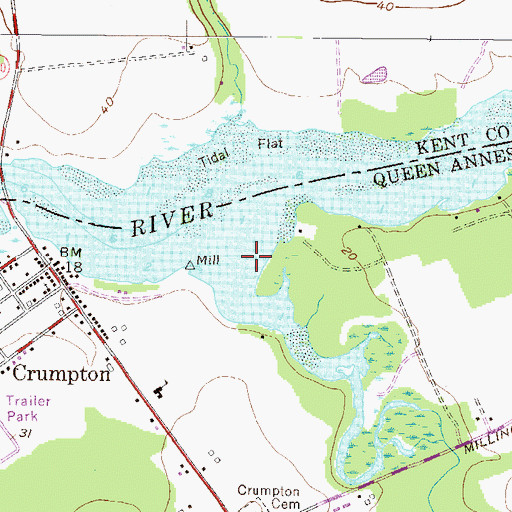 Topographic Map of Red Lion Branch, MD