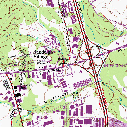 Topographic Map of Ridgley Church, MD