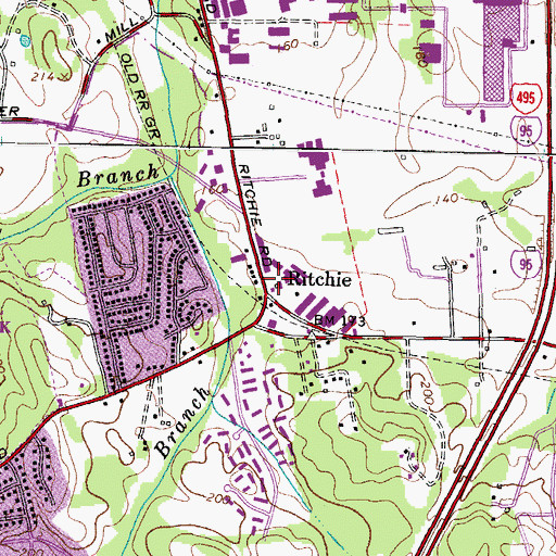 Topographic Map of Ritchie, MD