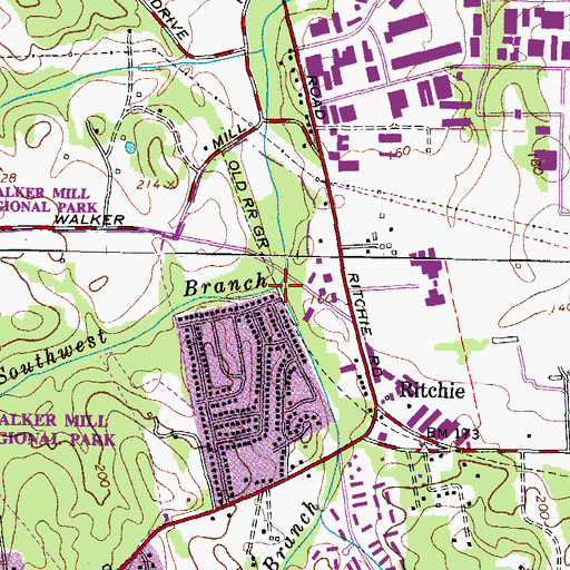 Topographic Map of Ritchie Branch, MD