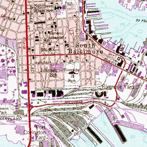 Topographic Map of Riverside Park, MD