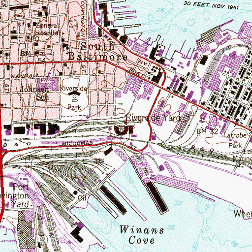 Topographic Map of Riverside Yard, MD
