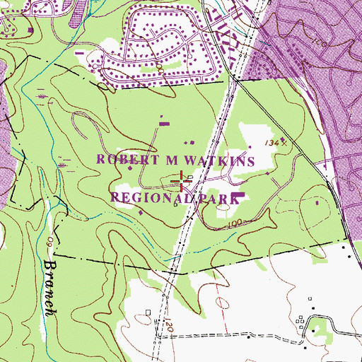 Topographic Map of Robert M Watkins Regional State Park, MD