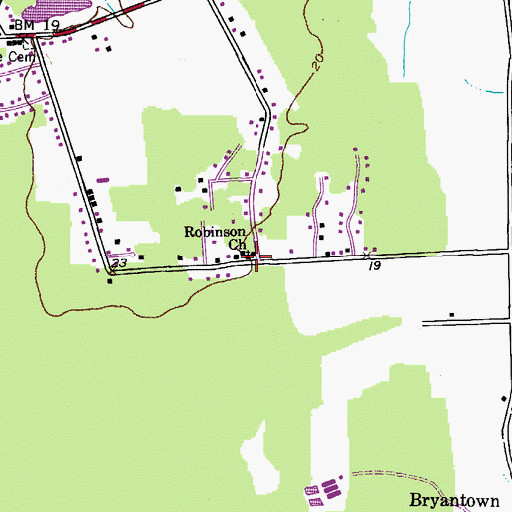 Topographic Map of Robinson Church, MD