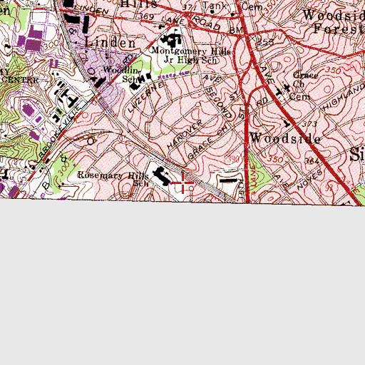 Topographic Map of Rock Creek Stream Valley Park, MD