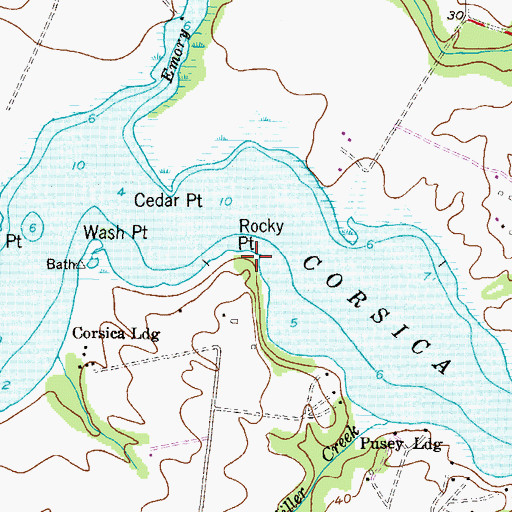 Topographic Map of Rocky Point, MD