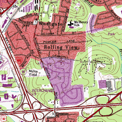 Topographic Map of Rolling View, MD
