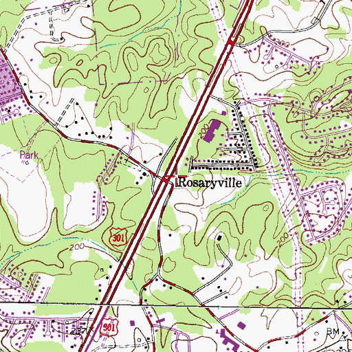 Topographic Map of Rosaryville, MD