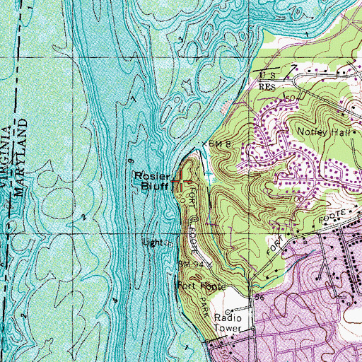 Topographic Map of Rosier Bluff, MD