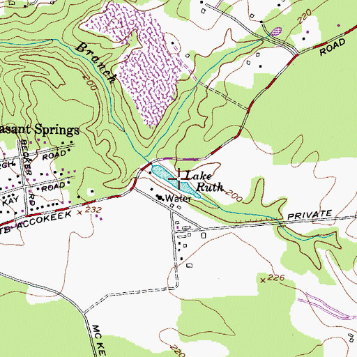 Topographic Map of Lake Ruth, MD