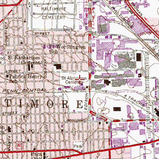 Topographic Map of Saint Alphonsus Cemetery, MD
