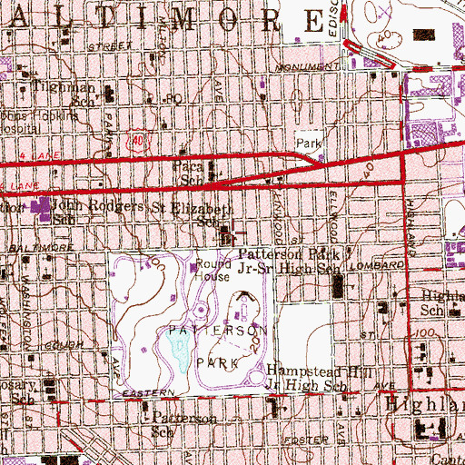 Topographic Map of Saint Elizabeth School, MD