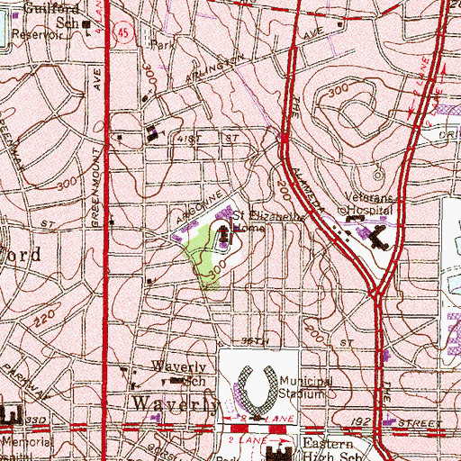 Topographic Map of Saint Elizabeths Home, MD