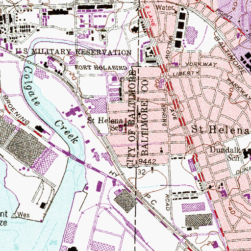 Topographic Map of Saint Helena School, MD