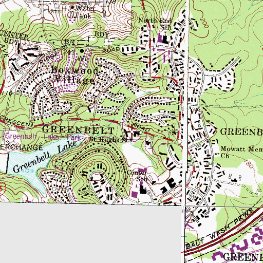 Topographic Map of Saint Hughs School, MD