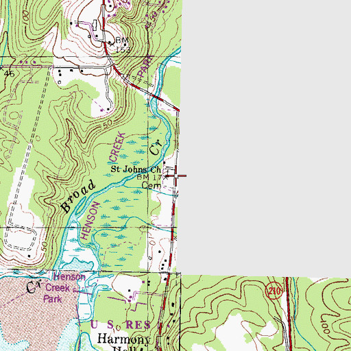 Topographic Map of Saint Johns Church, MD