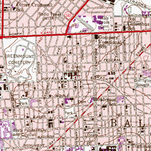Topographic Map of Saint Josephs Hospital, MD