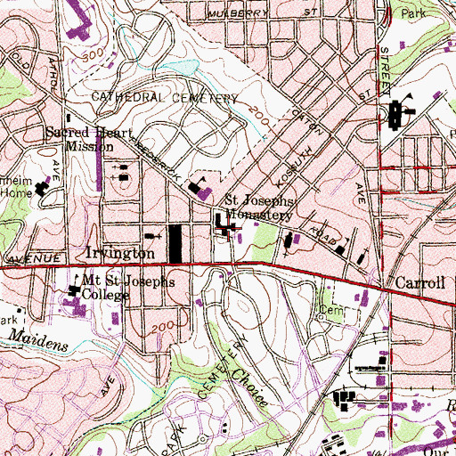 Topographic Map of Saint Josephs Monastery, MD