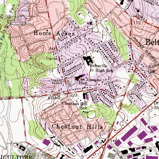 Topographic Map of Saint Joseph's Catholic School, MD