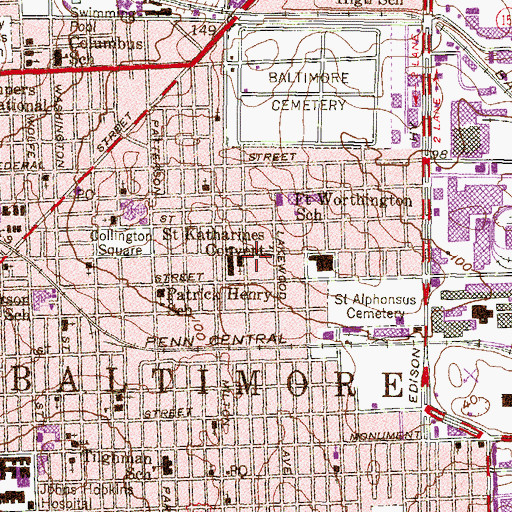 Topographic Map of Saint Katharines Convent, MD