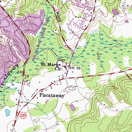 Topographic Map of Saint Marys Church, MD