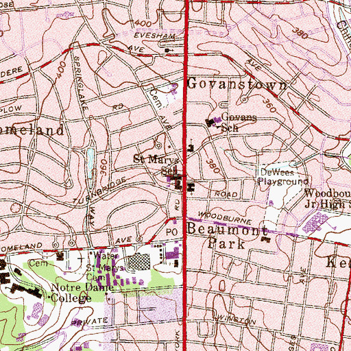 Topographic Map of Saint Marys School, MD