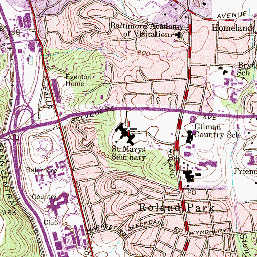 Topographic Map of Saint Marys Seminary, MD