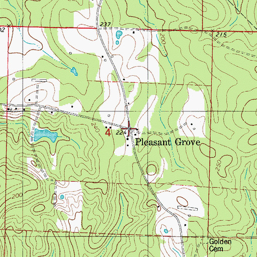 Topographic Map of Pleasant Grove, AR