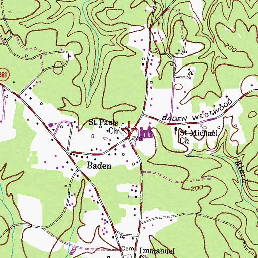 Topographic Map of Saint Pauls Church, MD