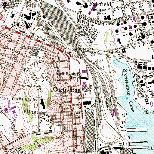 Topographic Map of Saint Paul's Evangelical Lutheran Church, MD