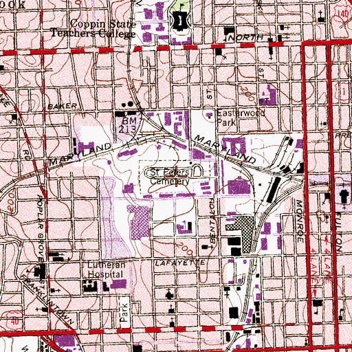 Topographic Map of Saint Peters Cemetery, MD