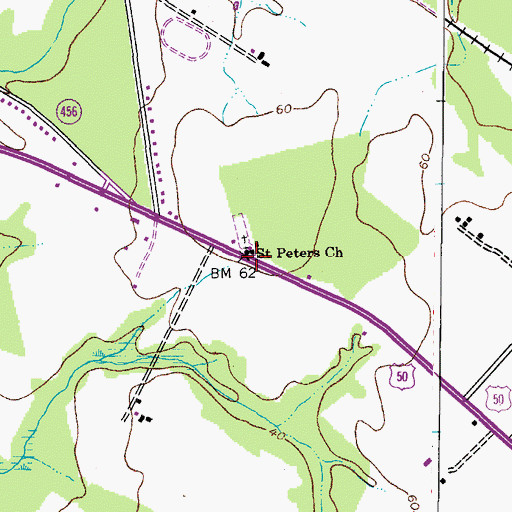 Topographic Map of Saint Peters Church, MD