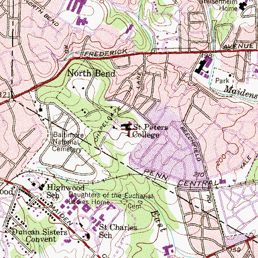 Topographic Map of Saint Peters College, MD