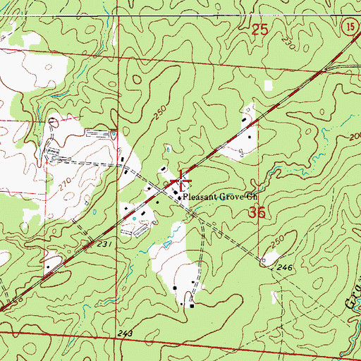 Topographic Map of Pleasant Grove Cemetery, AR