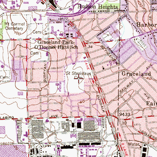 Topographic Map of Saint Stanislaus Cemetery, MD