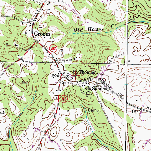 Topographic Map of Saint Thomas Church, MD
