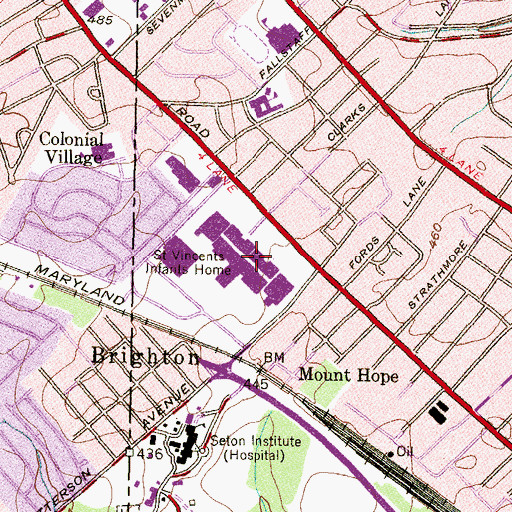 Topographic Map of Saint Vincents Infants Home, MD