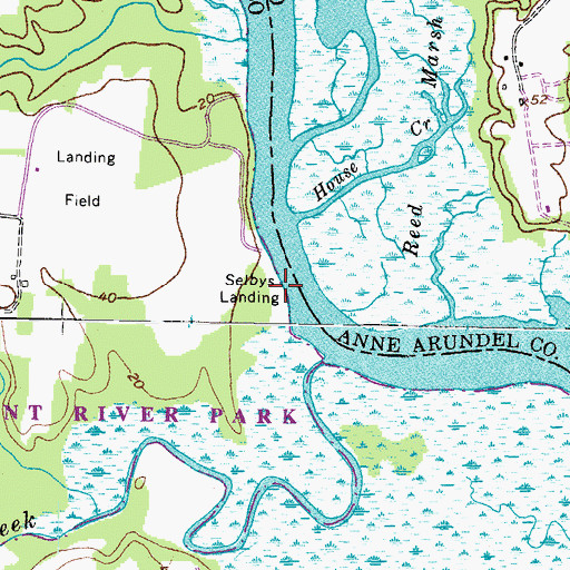 Topographic Map of Selbys Landing, MD