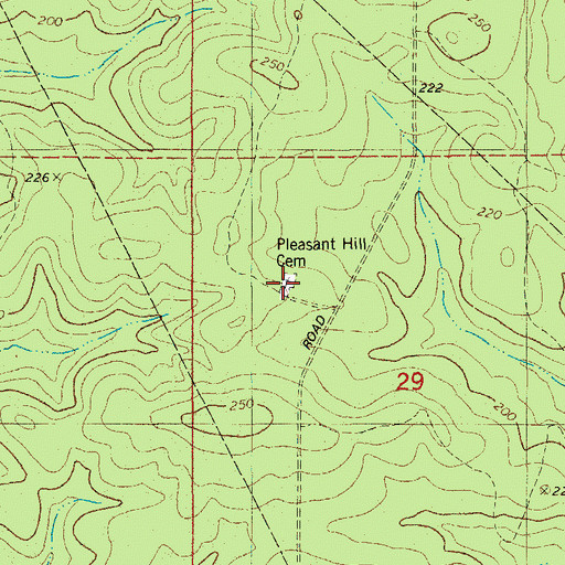 Topographic Map of Pleasant Hill Cemetery, AR