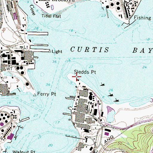 Topographic Map of Sledds Point, MD