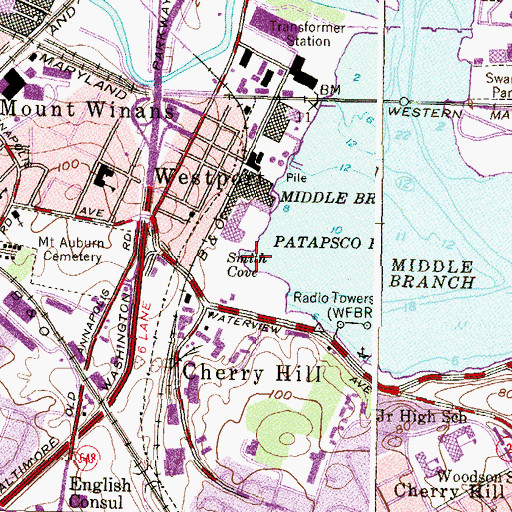 Topographic Map of Smith Cove, MD