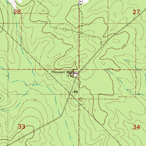 Topographic Map of Pleasant Hill Church, AR