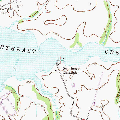 Topographic Map of Southeast Landing, MD