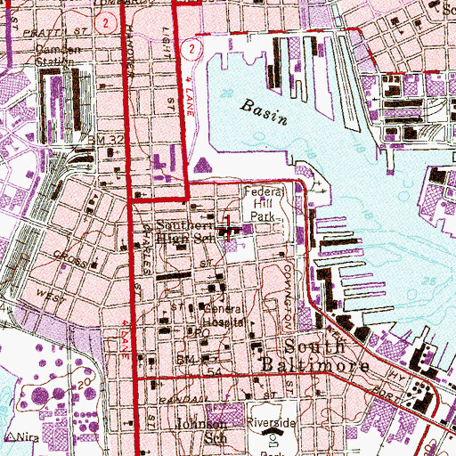 Topographic Map of Southern High School, MD