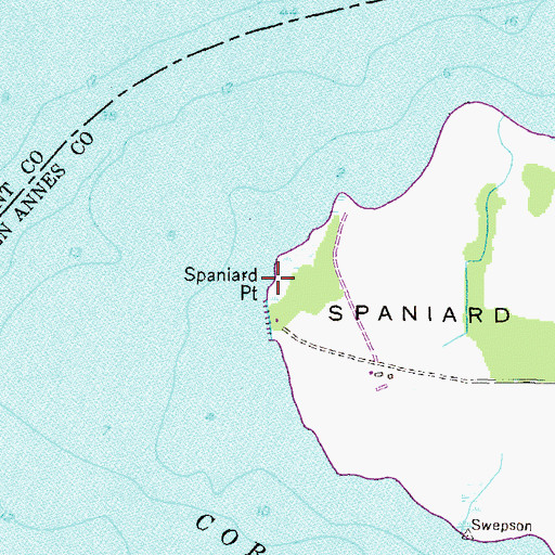 Topographic Map of Spaniard Point, MD