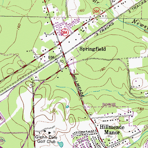 Topographic Map of Springfield, MD