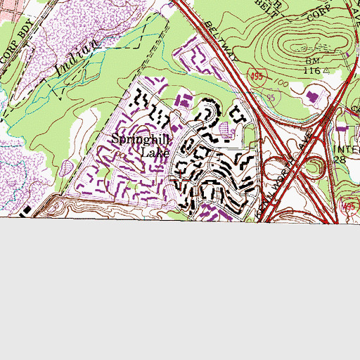 Topographic Map of Springhill Lake, MD