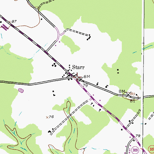 Topographic Map of Starr, MD