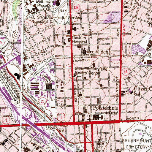 Topographic Map of State of Maryland Health Center, MD